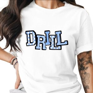 Drill T-Shirt, Varsity Design, Cute Graphic Tee, Trending Now, Unique T Shirt, Blue and White, Fun Apparel, Casual Wear, Best Seller