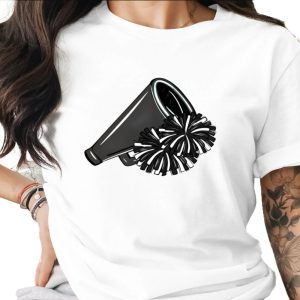 Cheerleading with Megaphone and Pom Poms in black Digital