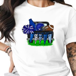 Football Gameday Truck Sublimation Digital Download PNG, Tailgate Party Sports Team Spirit Art, Blue White Helmet Pom Pom Megaphone
