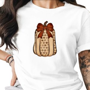 Rustic Pumpkin Sublimation DTF Digital Download PNG, Fall Farmhouse Polka Dot Bow Design, Autumn Thanksgiving Decor Craft