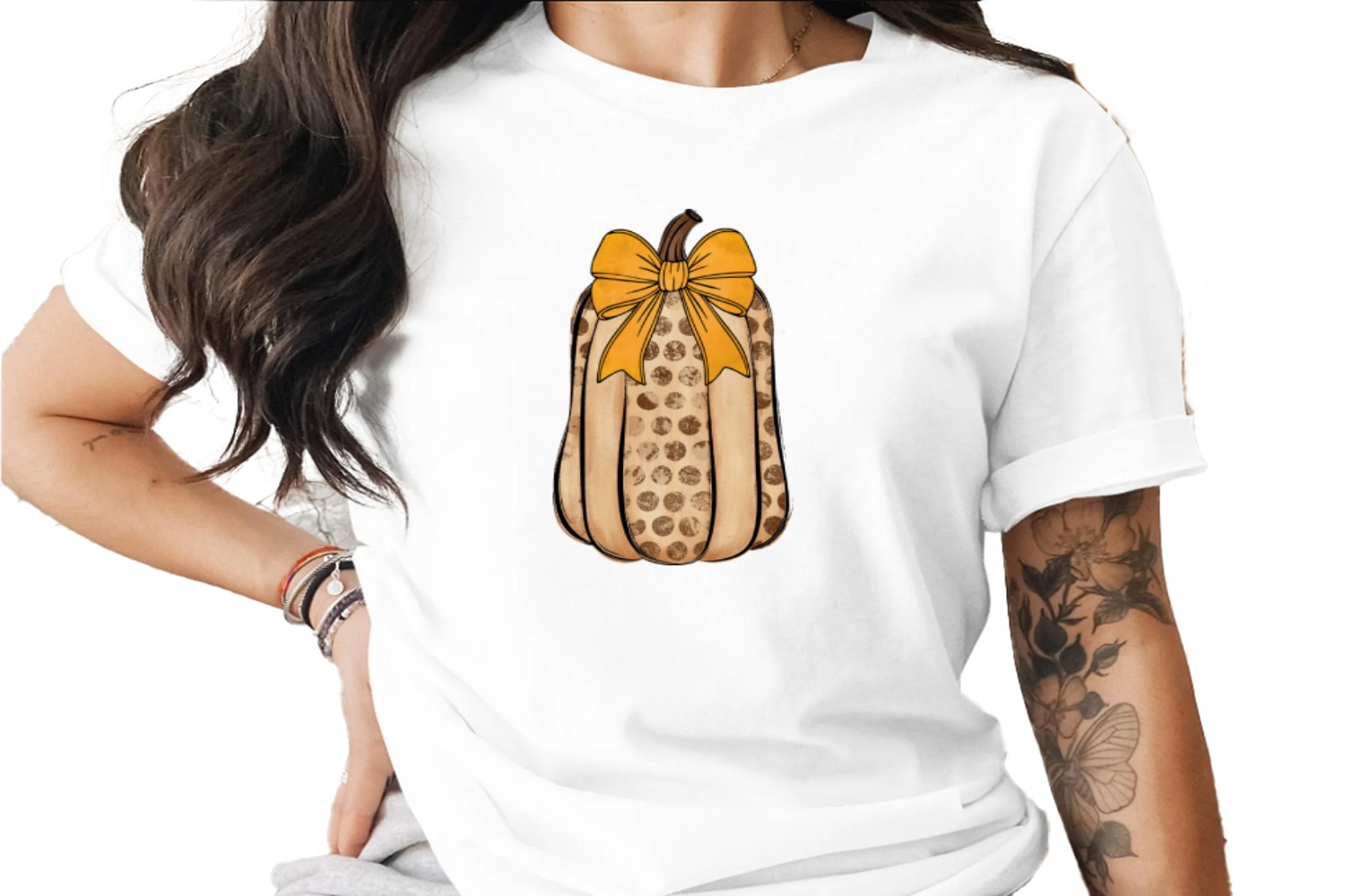 Rustic Polka Dot Pumpkin Sublimation DTF Digital Download PNG, Farmhouse Autumn Harvest Decor, Distressed Gold Bow Pumpkin Clipart, Instant
