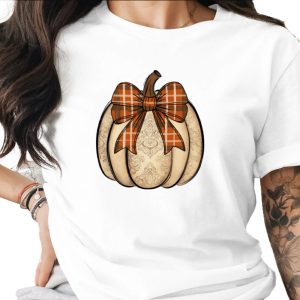 Plaid Bow Pumpkin Sublimation DTF Digital Download PNG, Autumn Harvest Design, Damask Rustic Fall Decor, Thanksgiving Clipart
