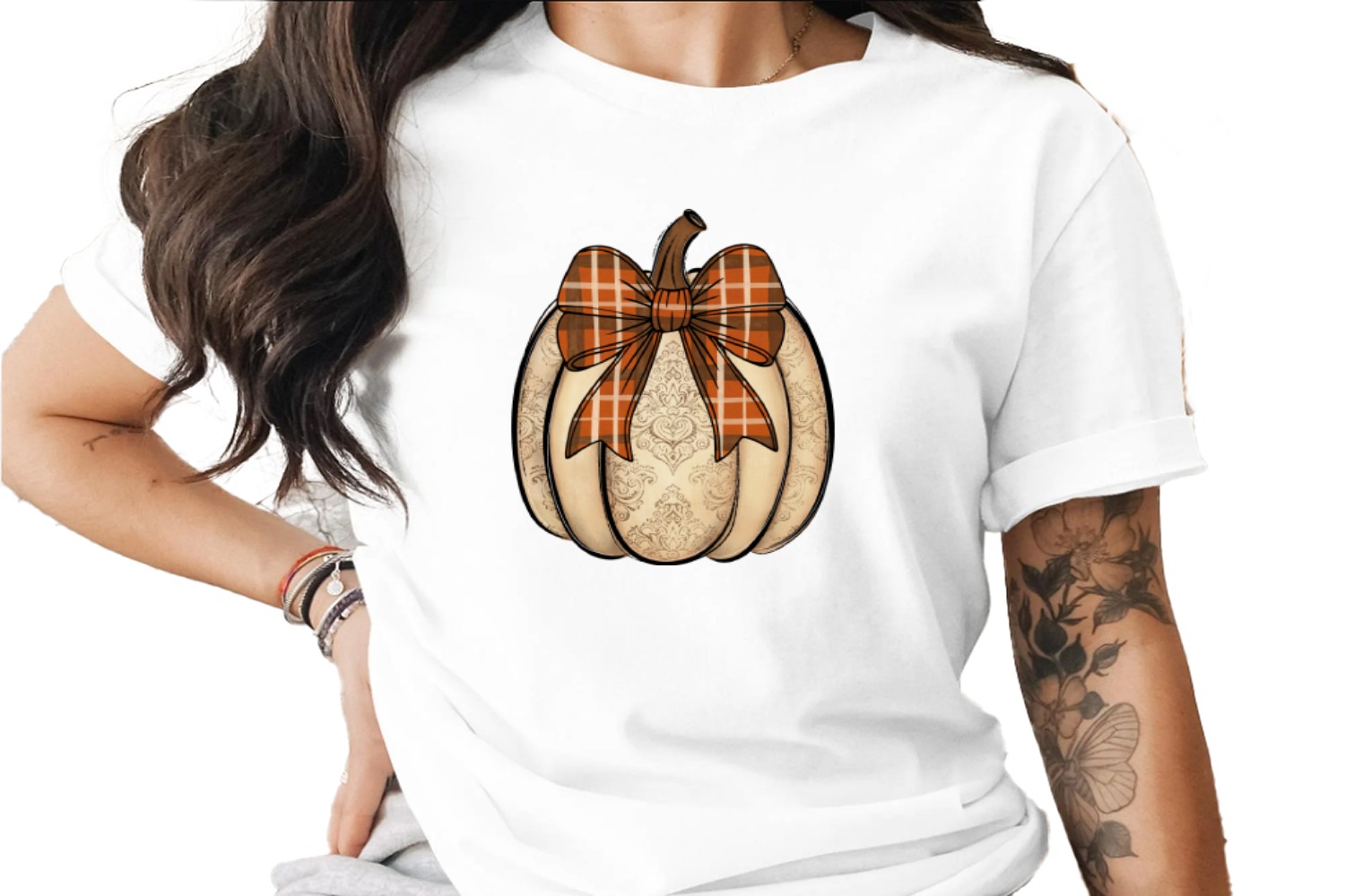 Plaid Bow Pumpkin Sublimation DTF Digital Download PNG, Autumn Harvest Design, Damask Rustic Fall Decor, Thanksgiving Clipart