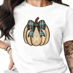 Plaid Bow Pumpkin Sublimation DTF Digital Download PNG, Fall Pumpkin Design, Autumn Harvest Graphic, Rustic Farmhouse Decor, Vintage Style