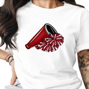 Cheerleading Megaphone and Pom-poms Design Image Digital