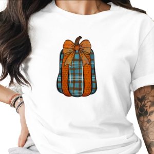 Plaid Pumpkin Sublimation DTF Digital Download PNG, Fall Autumn Harvest Farmhouse Decor Graphic, Rustic Bow Design, Instant Download Clipart