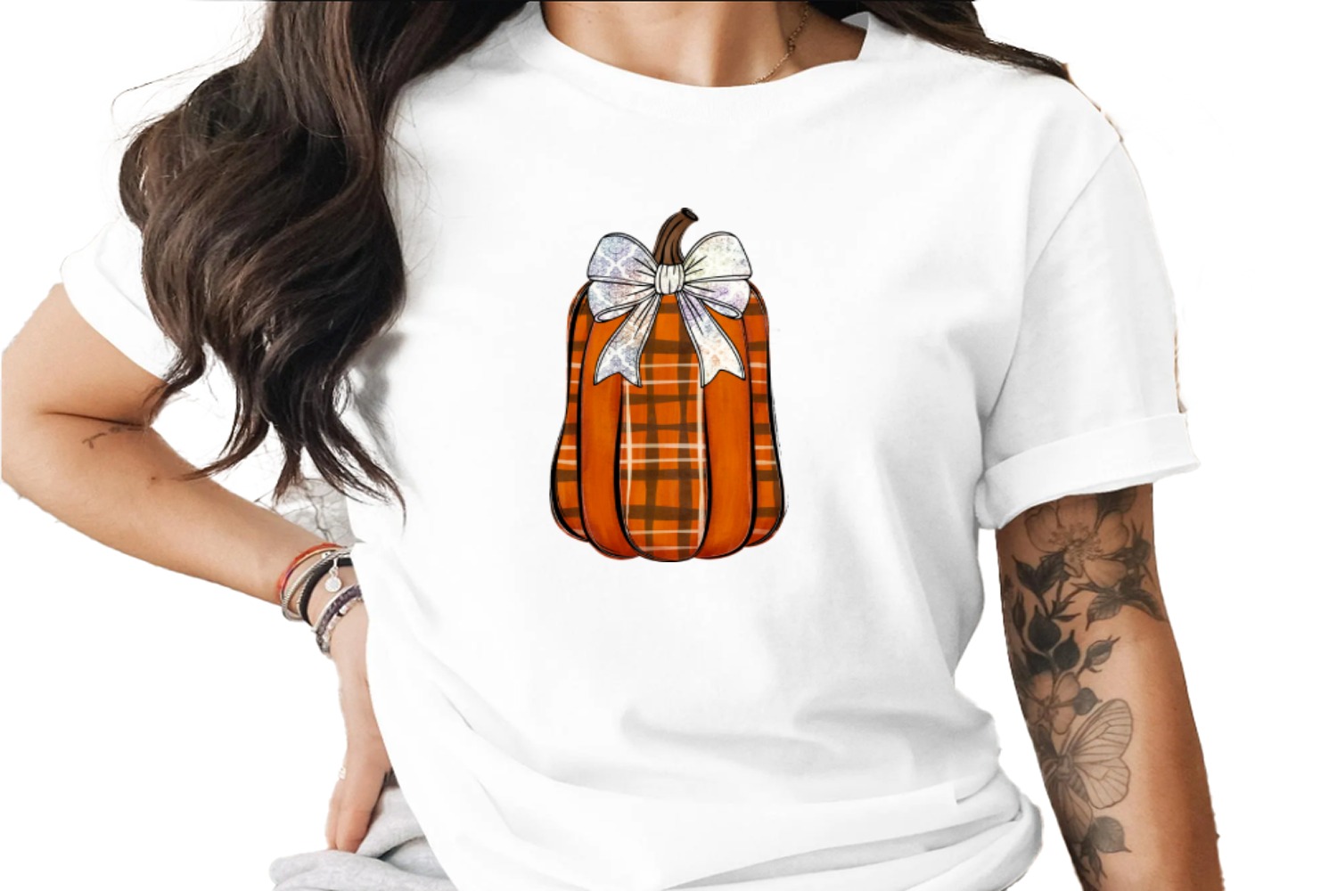 Plaid Pumpkin Sublimation Design, Damask Bow Pumpkin PNG, Autumn Digital Download, Fall DTF Print Ready File, Thanksgiving Decor Art