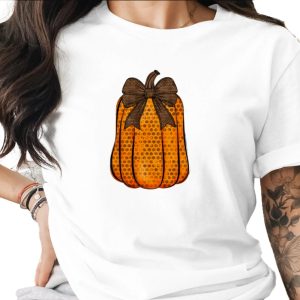 Tall Orange Pumpkin Sublimation DTF Digital Download PNG, Distressed Polka Dot Fall Graphic, Farmhouse Rustic Brown Bow Design