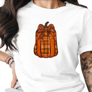 Fall Plaid Pumpkin Sublimation DTF Digital Download PNG, Rustic Autumn Farmhouse Decor, Sunflower Bow PNG, Instant Download Print