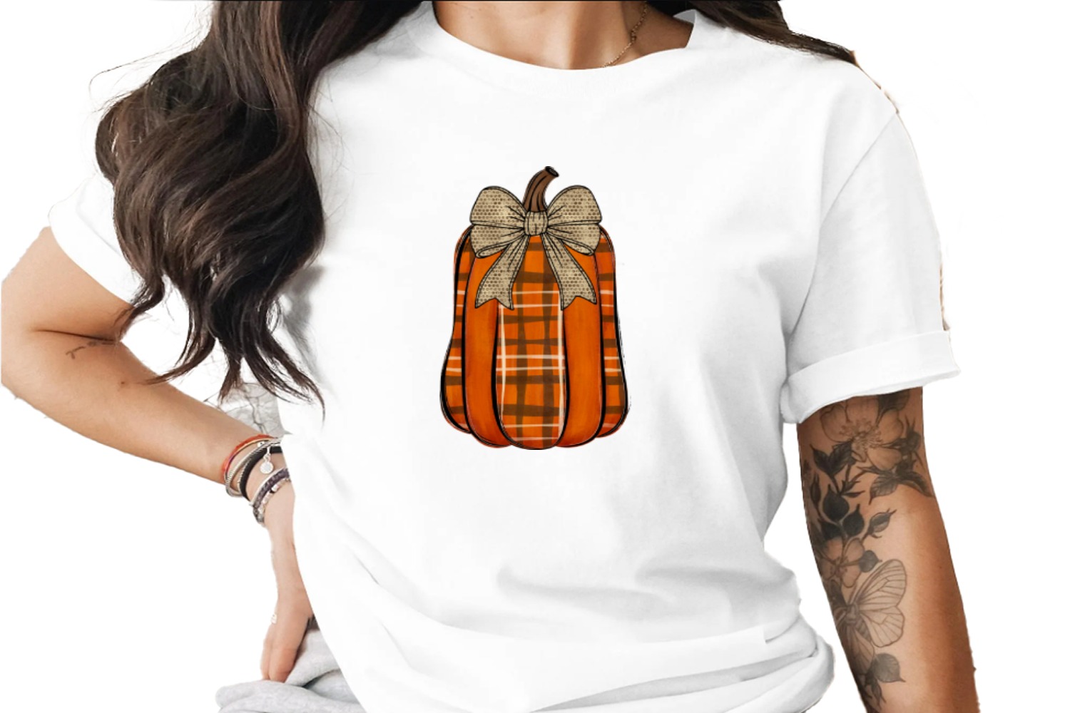 Plaid Pumpkin with Bow PNG, Fall Sublimation DTF Digital Download, Autumn Thanksgiving Harvest Decor, Rustic Farmhouse Design