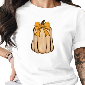 Rustic Fall Pumpkin PNG, Watercolor Autumn Squash with Golden Bow Sublimation DTF Digital Download, Thanksgiving Harvest Clipart