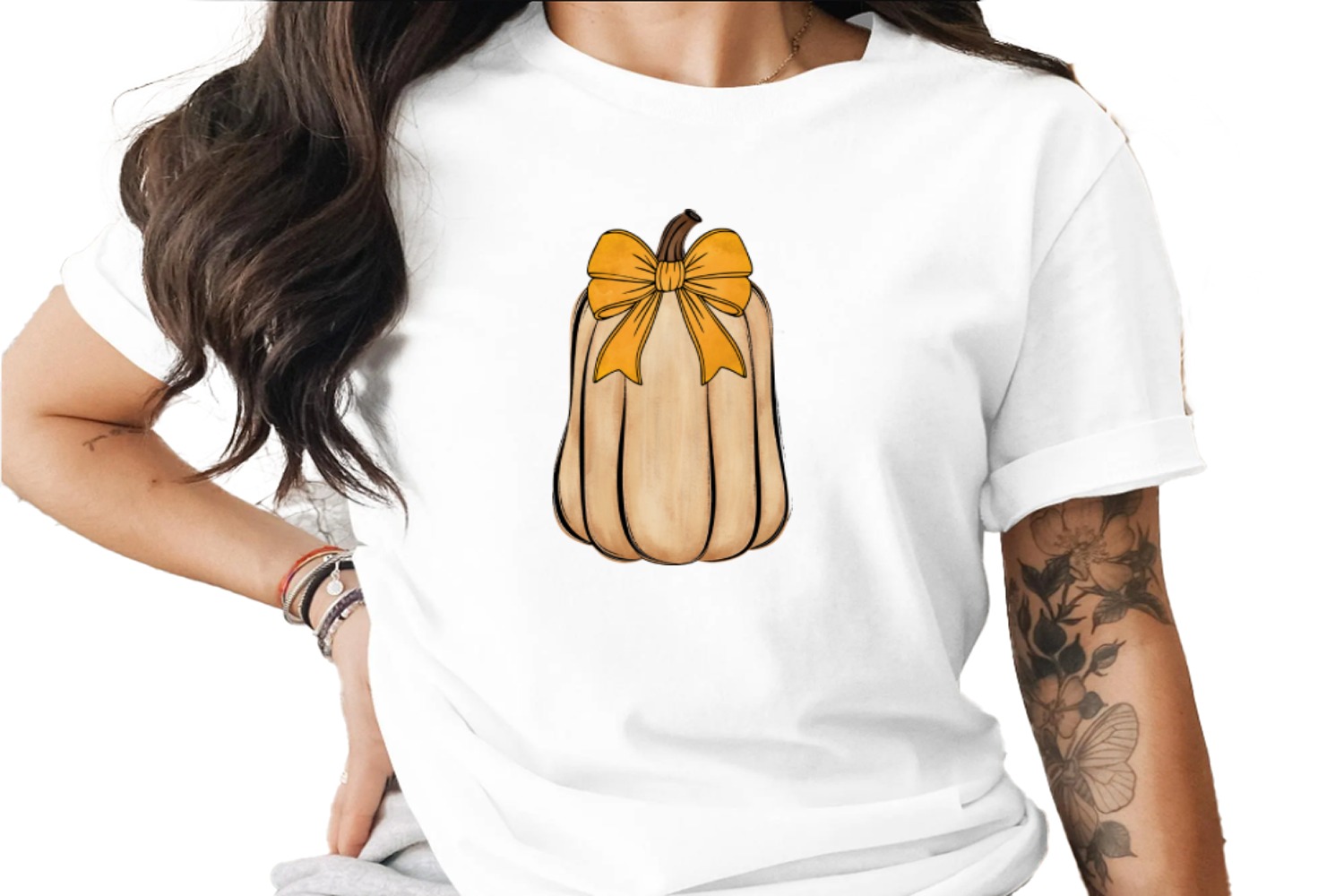 Rustic Fall Pumpkin PNG, Watercolor Autumn Squash with Golden Bow Sublimation DTF Digital Download, Thanksgiving Harvest Clipart