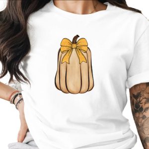 Farmhouse Pumpkin Sublimation, Fall DTF Digital Download PNG, Beige Autumn Harvest Clipart, Rustic Thanksgiving Bow Design