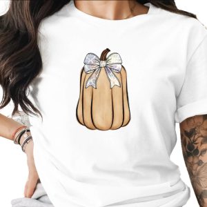Rustic Fall Pumpkin Sublimation DTF Digital Download PNG, Ornate Damask Bow Autumn Design, Thanksgiving Harvest Farmhouse Art