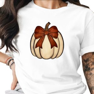 White Pumpkin with Bow Sublimation DTF Digital Download PNG, Autumn Pumpkin Clipart, Fall Harvest Design, Thanksgiving Decor PNG, Instant