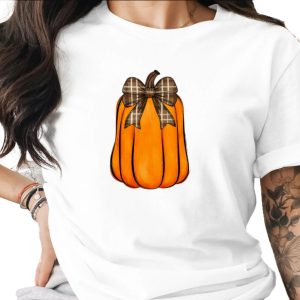 Watercolor Rustic Plaid Bow Pumpkin Sublimation DTF Digital Download PNG, Fall Autumn Harvest Design, Farmhouse Thanksgiving Decor Clipart