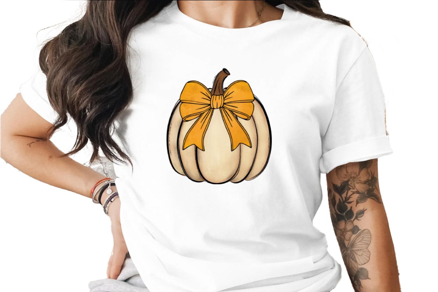 White Pumpkin with Bow PNG, Fall Sublimation Design, Autumn Digital Download, Rustic Harvest Art, Watercolor DTF Transfer Ready