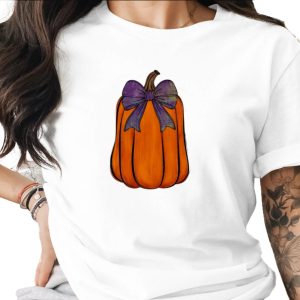 Rustic Pumpkin Purple Bow Sublimation DTF Digital Download PNG, Fall Autumn Halloween Farmhouse Harvest Design File, Instant Download