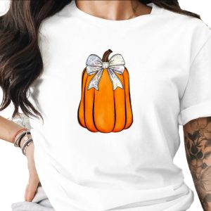 Pumpkin with Bow Sublimation DTF Digital Download PNG, Fall Harvest Rustic Decor Graphic, Autumn Thanksgiving Clipart Design, Elegant Ornate