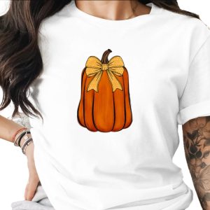 Watercolor Orange Pumpkin Bow Sublimation DTF Digital Download PNG, Autumn Fall Harvest Clipart, Thanksgiving Farmhouse Rustic Graphic