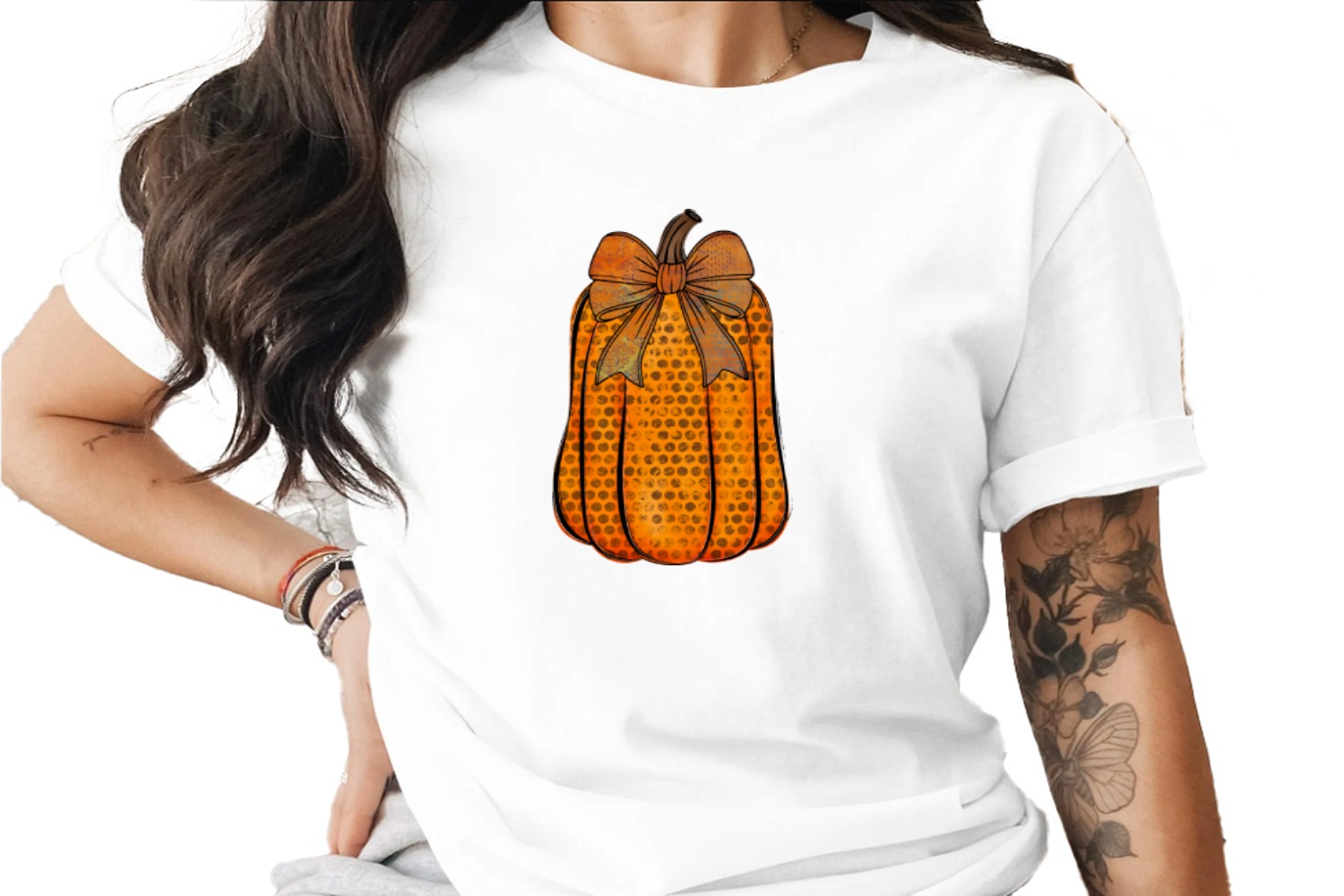 Rustic Fall Pumpkin Sublimation DTF Digital Download PNG, Distressed Polka Dot Bow Autumn Thanksgiving Halloween Design, Instant Download