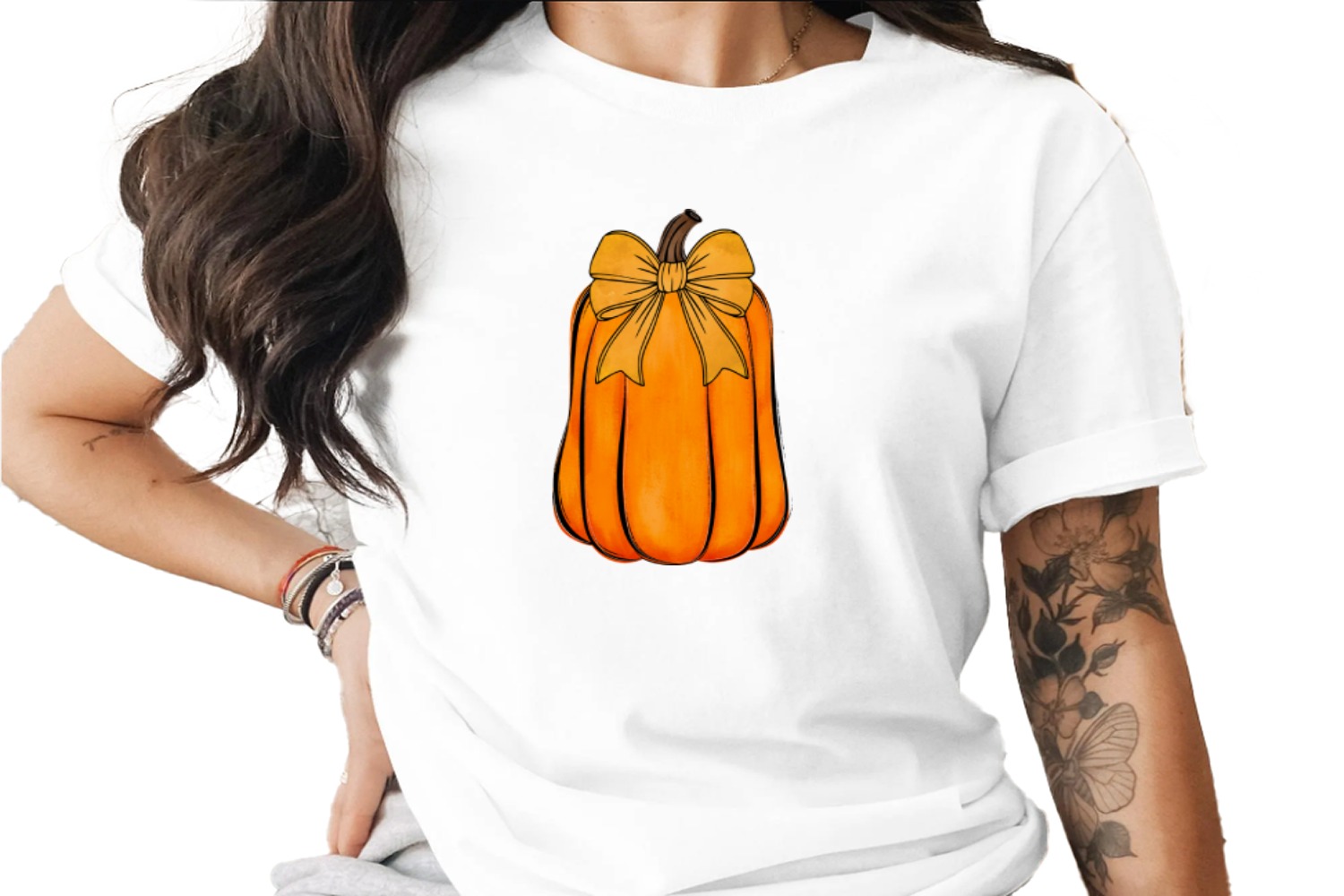 Bow Pumpkin Sublimation DTF Digital Download PNG, Watercolor Fall Thanksgiving Autumn Harvest Decor, Rustic Farmhouse Cute Design