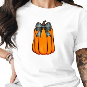 Autumn Plaid Bow Pumpkin Sublimation DTF Digital Download, Fall Harvest Rustic PNG Clipart, Thanksgiving Decor Instant Download Design File