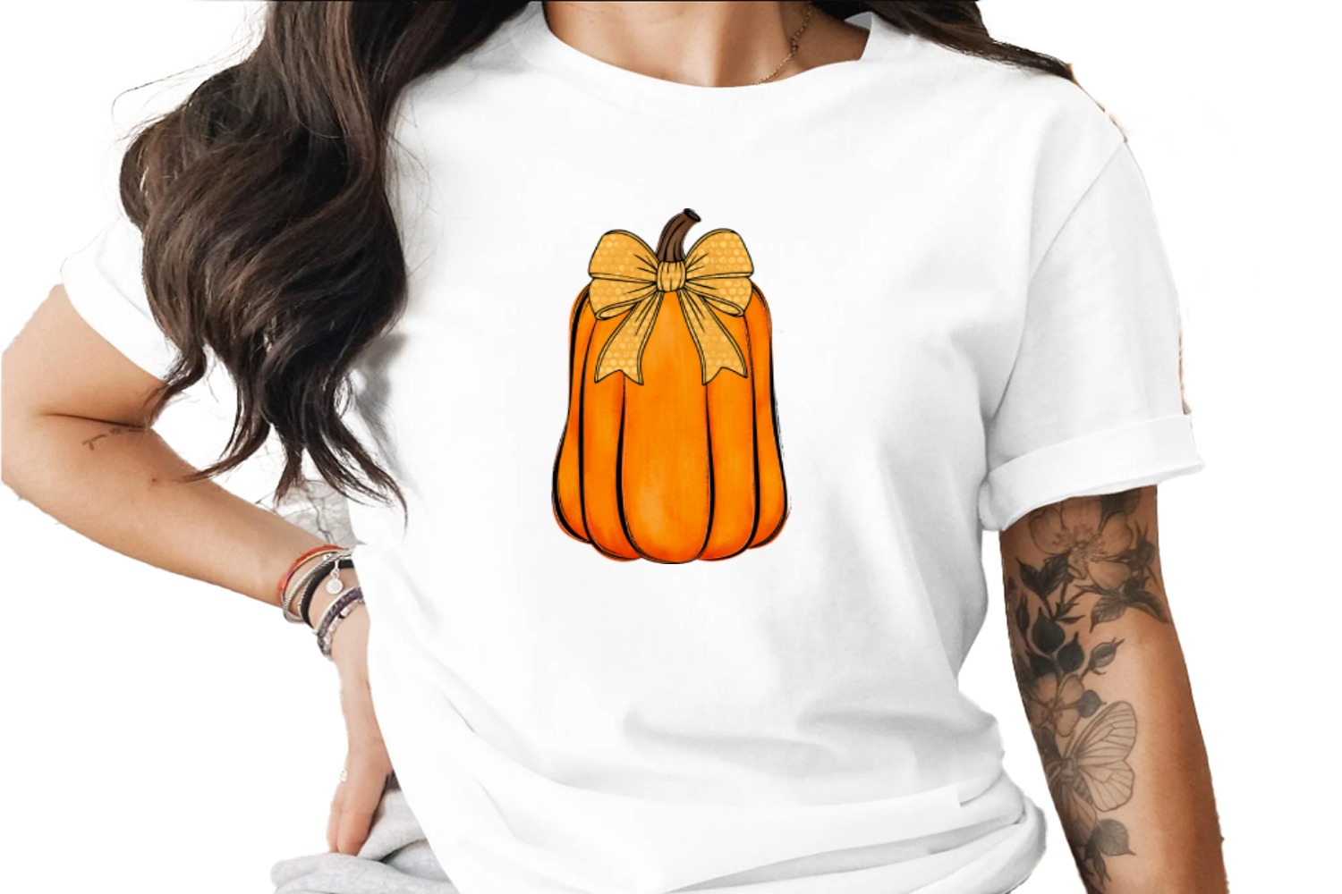 Watercolor Pumpkin with Bow Sublimation DTF Digital Download PNG, Fall Autumn Halloween Thanksgiving Decor, Farmhouse Rustic Design Instant