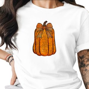 Rustic Fall Pumpkin Sublimation DTF Digital Download PNG, Distressed Polka Dot Bow Autumn Thanksgiving Halloween Design, Instant Download