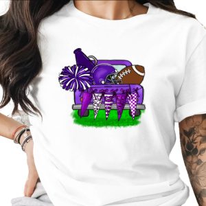Purple Truck Tailgate with Football Gear Illustration Digital