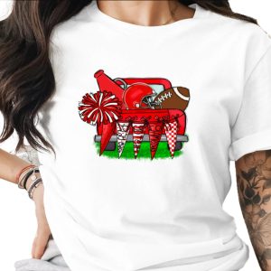 Red Truck with Football and Pennants on Grass Digital