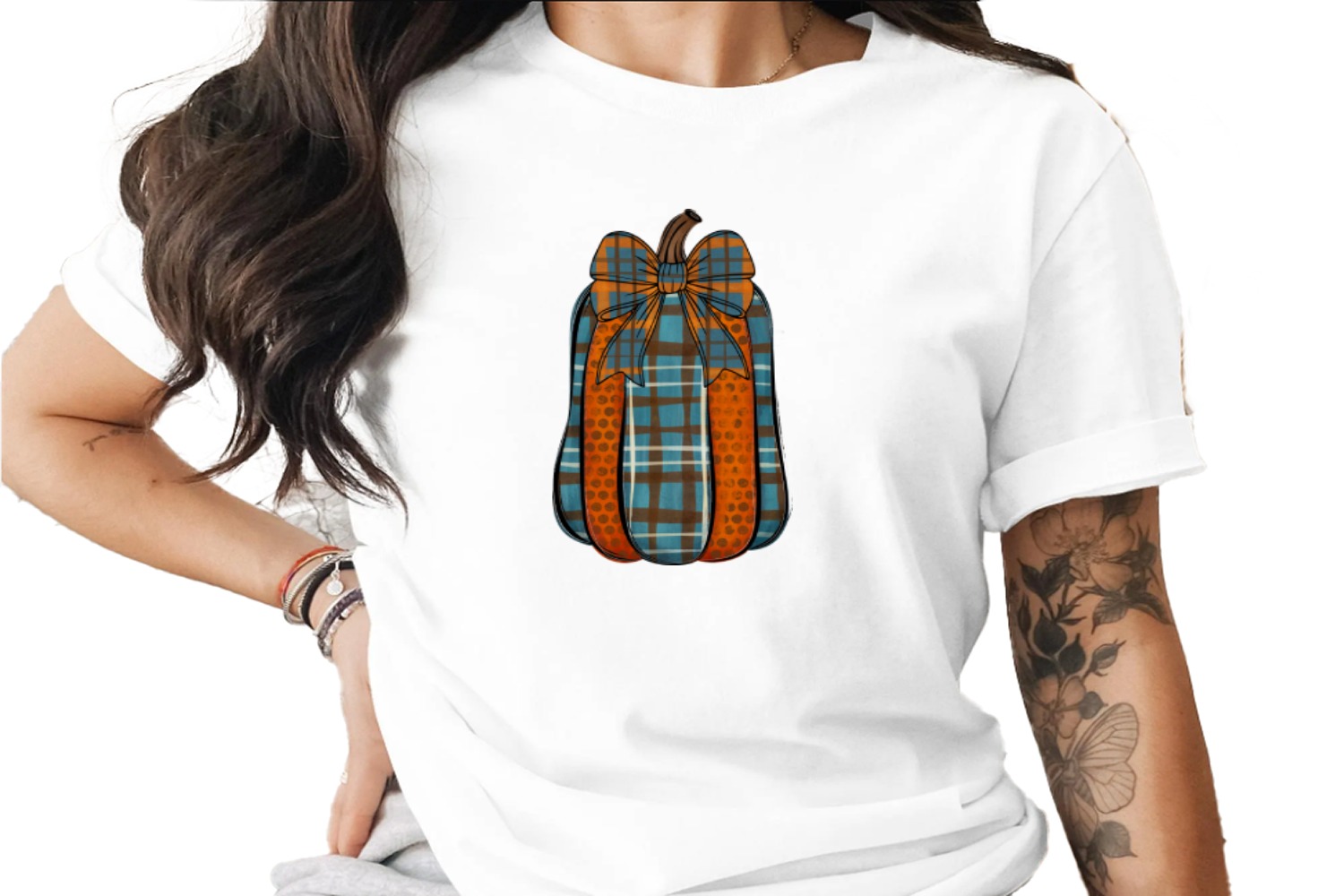 Rustic Plaid Pumpkin Sublimation Digital Download PNG, Fall Autumn Harvest Farmhouse Decor, Blue Orange Thanksgiving Design