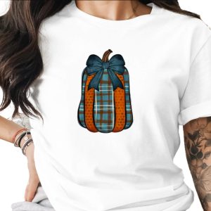 Rustic Plaid Pumpkin Sublimation Digital Download PNG, Fall Harvest Bow Polka Dot Graphic, Autumn Farmhouse Clipart