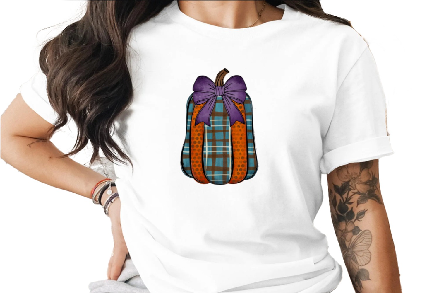 Plaid Pumpkin Sublimation Digital Download PNG, Fall Watercolor Pumpkin PNG, Autumn Plaid Bow Pumpkin Design, Halloween Decor, Rustic