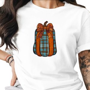 Distressed Plaid Pumpkin Sublimation Digital Download PNG, Autumn Sunflower Bow Fall Harvest Decor, Rustic Farmhouse Art