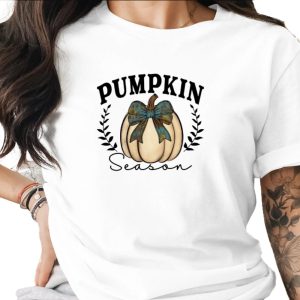 Pumpkin Season Sublimation Digital Download PNG, Fall Harvest White Pumpkin Art, Distressed Blue Bow, Autumn Wreath Graphic