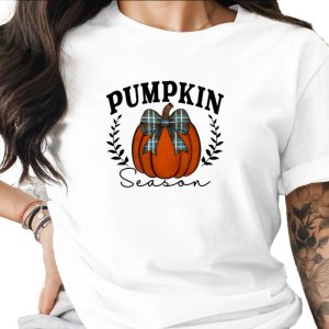 Pumpkin Season Sublimation Digital Download PNG, Fall Plaid Bow Pumpkin Clipart, Autumn Harvest Design File, Instant Download