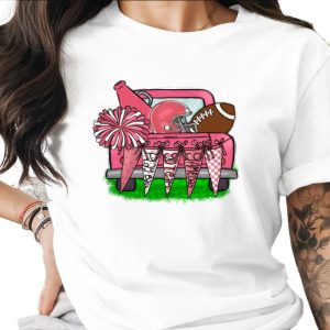 Pink Truck Football Helmet Cheer Poms Tailgate Fun Digital