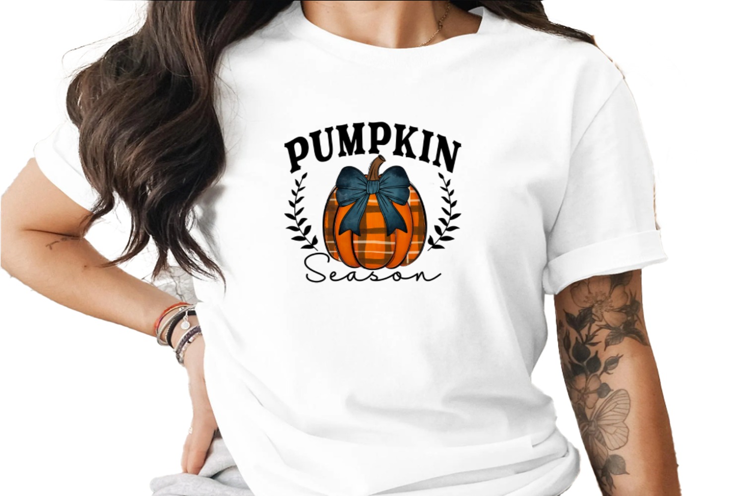 PUMPKIN Season Sublimation Digital Download PNG, Plaid Pumpkin with Blue Bow, Fall Autumn Harvest Graphic Design, Thanksgiving PNG File
