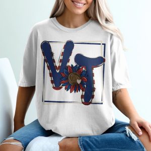 VT Sunflower T-Shirt, Red White Blue Shirt, Patriotic T-Shirt, USA Pride Tee, Summer Tee, Gift For Her, Patriotic Gift Tee