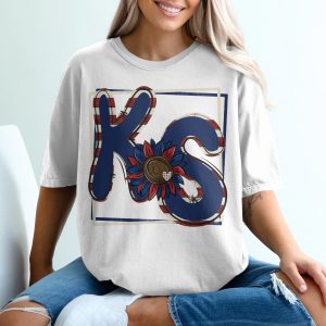 KS Sunflower T-Shirt, Kansas State Pride, Red White Blue, Floral Graphic T-Shirt, Summer Tee, Patriotic Gift, Trendy Tee, Fashion T-Shirt