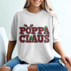 Poppa Claus T Shirt, Plaid Christmas TShirt, Festive Holiday Tee, Father Christmas Gift, Santa Dad, Family Matching Shirt, Xmas Apparel