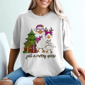 Just a Merry Goose T-Shirt, Christmas Goose Tee, Holiday Tee, Festive Geese, Holiday Gift, Goose Lovers Gift
