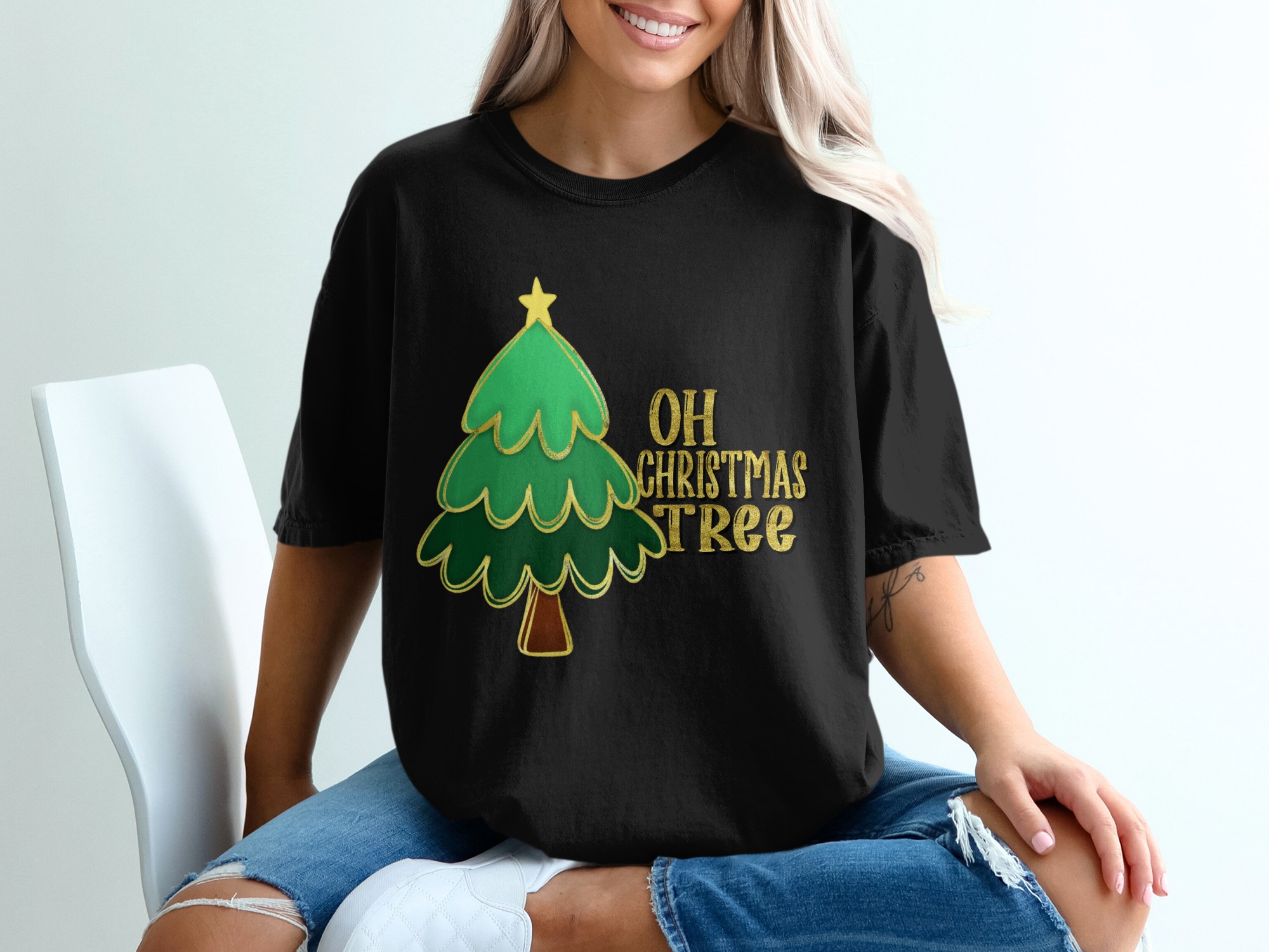 Oh Christmas Tree Shirt, Holiday Cheer Tee, Festive Season Top, Xmas Apparel, Christmas Tree Graphic T Shirt, Holiday Gift Tee - Image 2