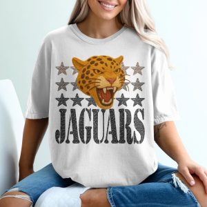 Jaguar T-Shirt, Angry Cat Tee, Star T Shirt, Team Jaguars Fan Gift, Wildcat Shirt, Feline Top, Animal T Shirt, Spotted Cat Tee