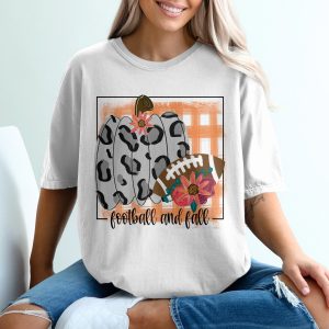 Football and Fall T-Shirt, Leopard Pumpkin Tee, Autumn Apparel, Game Day Shirt, Thanksgiving Gift, Cute T-Shirt