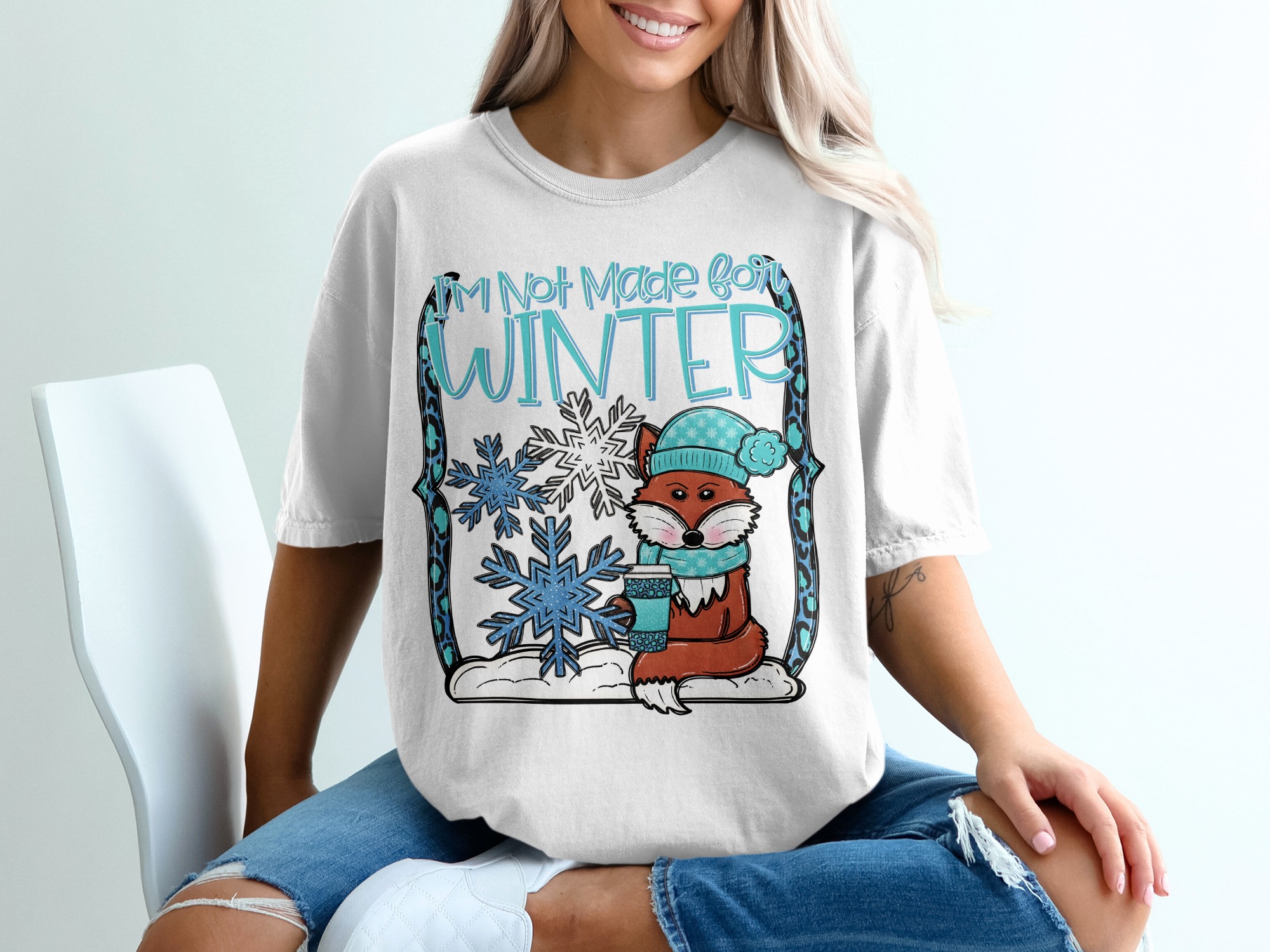 Winter Fox T-Shirt, Not Made for Winter, Cute Animal Tee, Snowflakes Shirt, Funny Winter Apparel, Cozy Holiday Gift, Trendy Winter Top