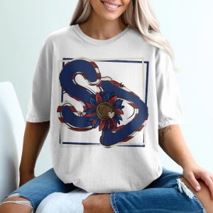 Patriotic Sunflower T Shirt, USA Flag Inspired, Floral Shirt, Summer T-Shirt, 4th of July, Patriotic Gift, Summer Fashion T-Shirt
