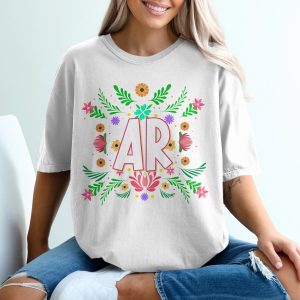 Ar T-Shirt, Floral ar Shirt, Initial ar, Personalized T-Shirt, Monogram ar T-Shirt, Custom ar, Trendy T-Shirt, Gift Idea, ar Letters