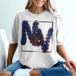 Patriotic Letter N T-Shirt, Floral Monogram Shirt, Red White and Blue Tee, American Flag Initial Top, Summer T-Shirt, Patriotic Gift